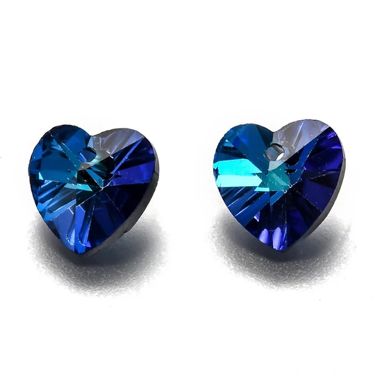 Medál - 10x10mm - bermuda kék - üveg