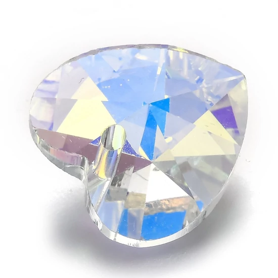 Medál - 10x10mm - kristály AB - üveg