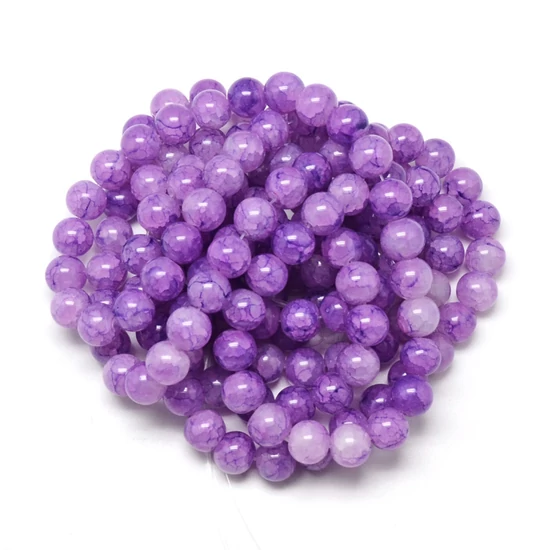 Üveggyöngy - 8mm - robbantott - orchidea lila - gömb alakban