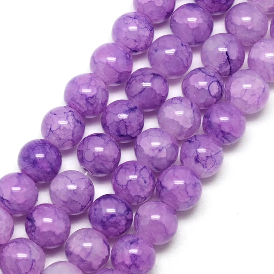 Üveggyöngy - 8mm - robbantott - orchidea lila - gömb alakban