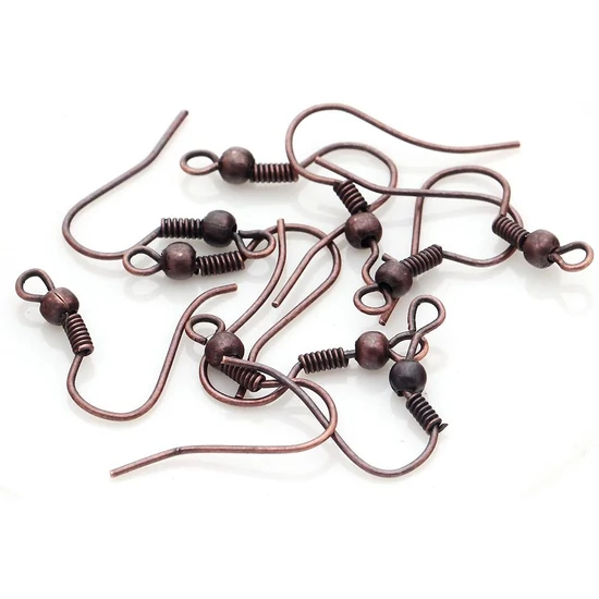 Fülbevaló akasztó - 18mm - hosszú nyakú - vörösréz színű (1pár) -Nikkelmentes! 