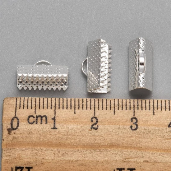 Szalagvég - 13mm - ezüst színben (10db)