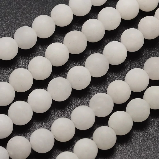 Ásványgyöngy - fagyos jáde - fehér szín, 10mm