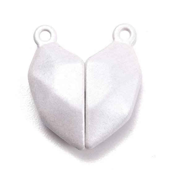 Mágneskapocs - szív -19,5x17mm - fehér színű