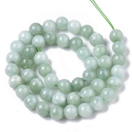 Ásványgyöngy - természetes - 8mm - burmay kalcedon - akvamarin színben 