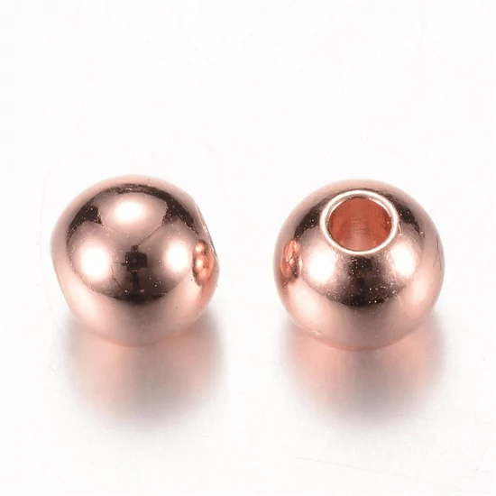 Köztes gyöngy - 3x2,5mm - sárgaréz - gömb - rózsaarany színben