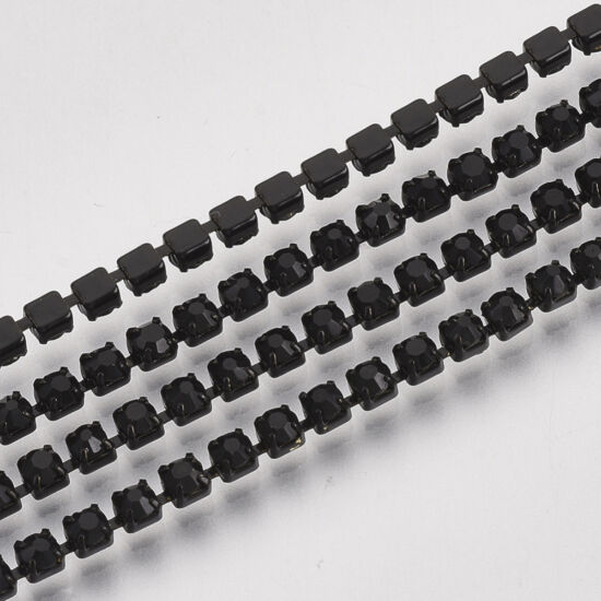 Lánc - strasszos - 2,1mm - fekete színben