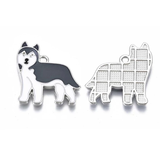 Medál - kutya - fehér huskie - antik ezüst színben - Nikkelmentes!