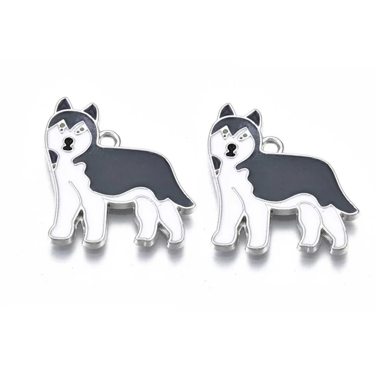 Medál - kutya - fehér huskie - antik ezüst színben - Nikkelmentes!