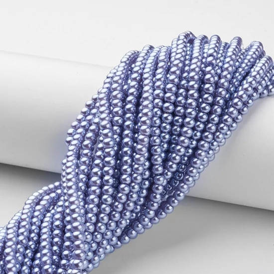 Tekla gyöngy - 4mm - Gyöngyház Búzavirág Kék