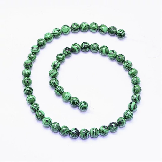 Ásványgyöngy - Szintetikus Malachit - 8mm