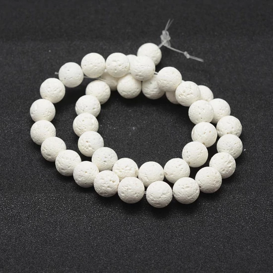 Ásványgyöngy - Fehér - Láva - 8mm