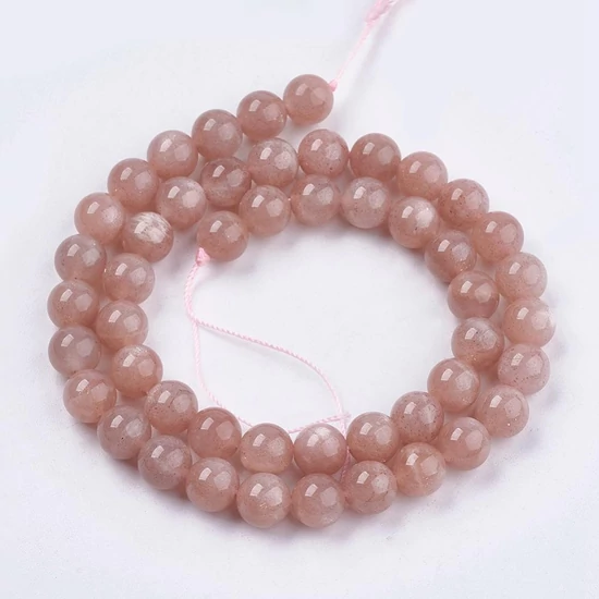 Ásványgyöngy - 8mm - Természetes napkő - homokbarna