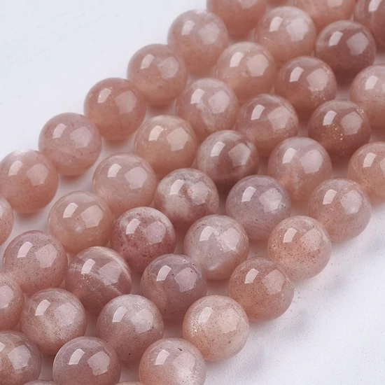 Ásványgyöngy - 8mm - Természetes napkő - homokbarna