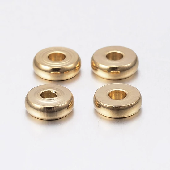 Köztes gyöngy - 6x1,5mm - lapos - kerek - arany - 304 Rozsdamentes Acél! 