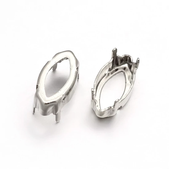 Foglalat - 7x15mm - szem alakban - platina ezüst színben