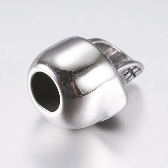 Köztes gyöngy - koponya alakú - 20x13,5x13mm - nagy lyukú - antik ezüst színben - 304 Rozsdamentes Acél!