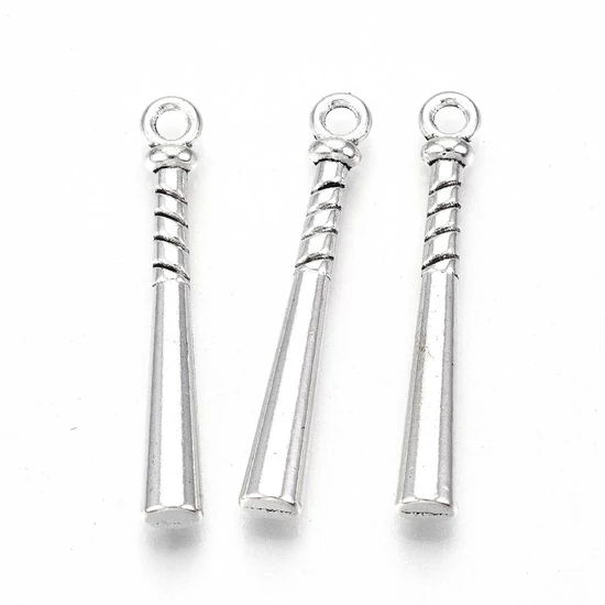 Medál - baseballütő - 35x4,5mm - platina ezüst színben - ólom és kadmiummentes!