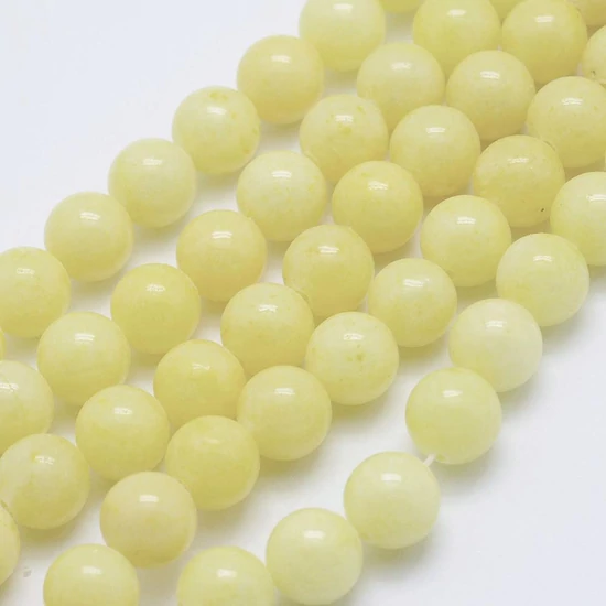 Ásványgyöngy - 8mm - Természetes Jáde - halvány sárga színben