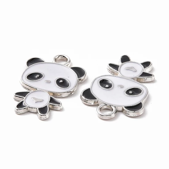 Medál - panda - 21,5x14,5mm – fekete, fehér és ezüst színekben