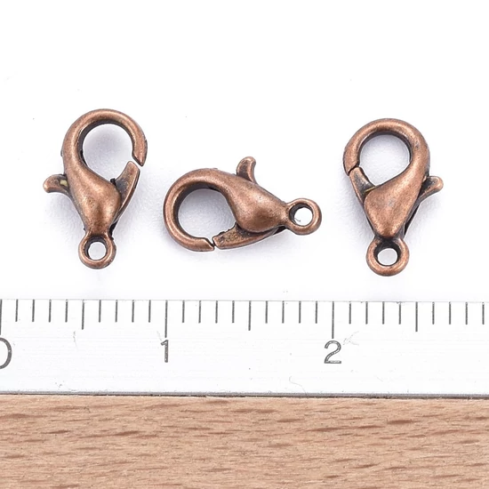 Kapocs - 10x6mm - delfin - vörösréz színben - Nikkelmentes! 