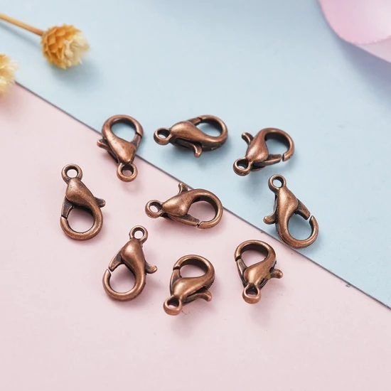 Kapocs - 10x6mm - delfin - vörösréz színben - Nikkelmentes! 