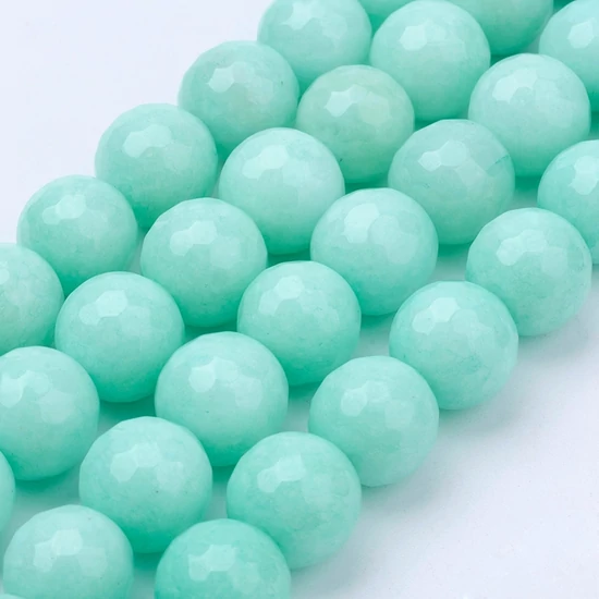 Ásványgyöngy - 8mm - Természetes - Malajziai Jáde - Menta - enyhén fazettázott felületű 