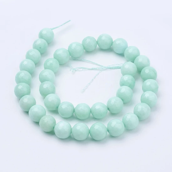 Ásványgyöngy - 8mm - Természetes - Malajziai Jáde - Menta - enyhén fazettázott felületű 