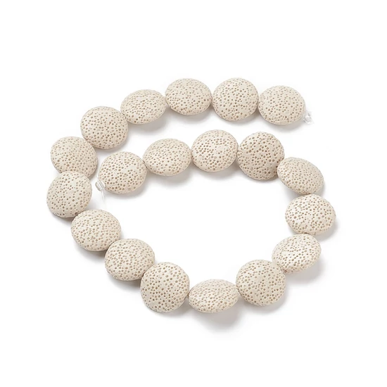 Ásványgyöngy - 20x7mm - Szintetikus Láva korong - Tojáshéj színben