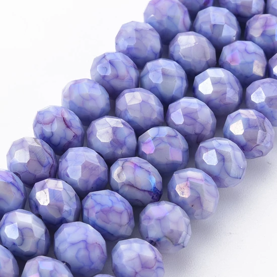 Üveggyöngy - 10x8mm - mályva színben - fánk alakú csiszolt