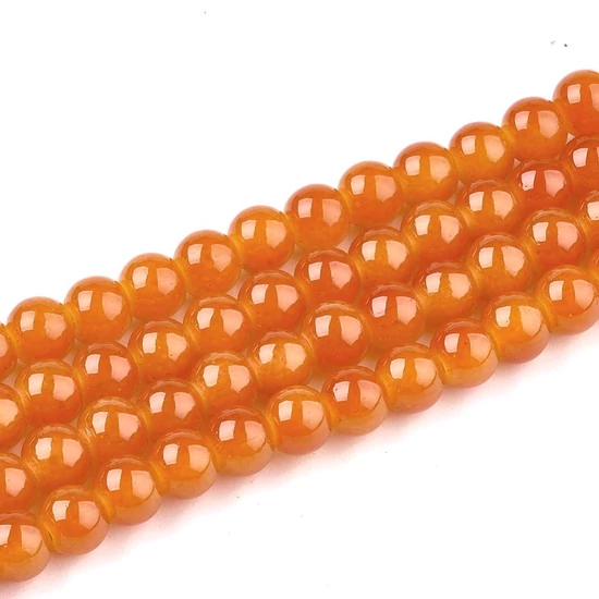 Üveggyöngy - 8mm - opálos narancs színben (10db) 