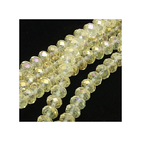 Üveggyöngy - 6x4mm - áttetsző citrom színben - fánk alakú csiszolt