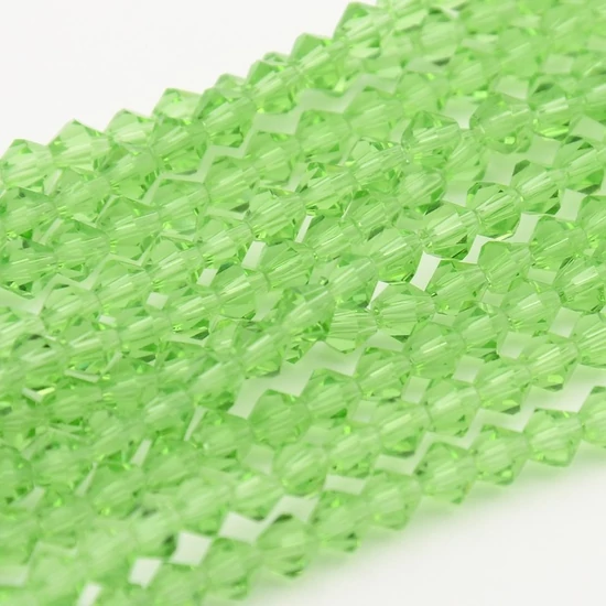 Üveggyöngy - 3mm bicone - gyepzöld színben