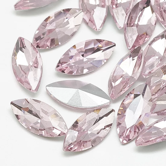 Kristály - 15x7mm - szem - kaboson - Light Rose