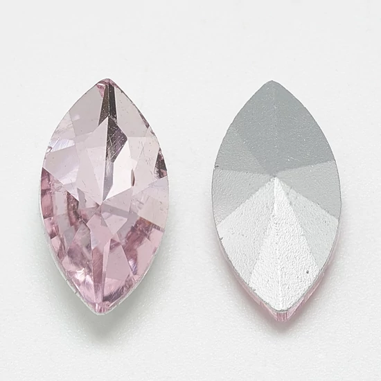 Kristály - 15x7mm - szem - kaboson - Light Rose