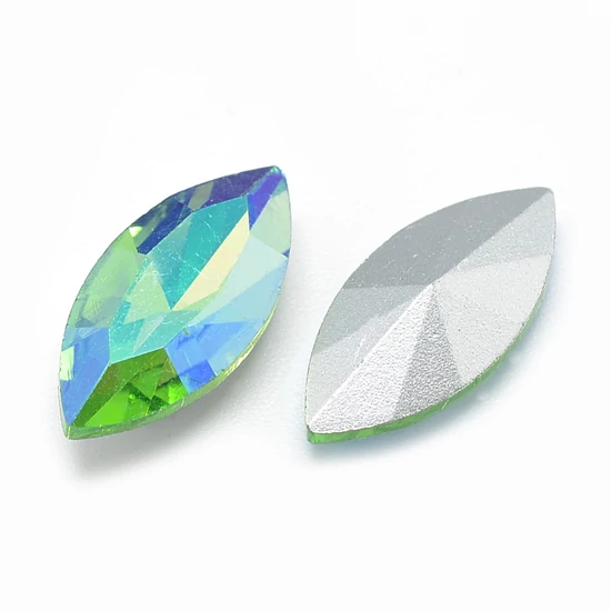 Kristály - 15x7mm - szem - kaboson - Light Green
