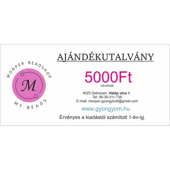 Ajándékutalvány 5 000 Ft értékben