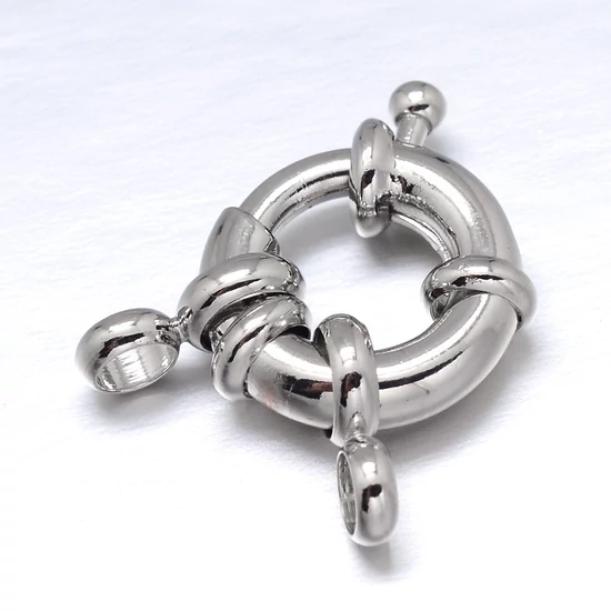 Kapocs - nagy kerek - 12,5x13mm - rugós gyűrű - platina színben