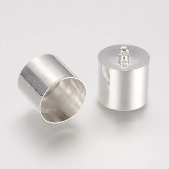 Gyöngysapka - ragasztható - 16x14mm - ezüst színben (1pár)
