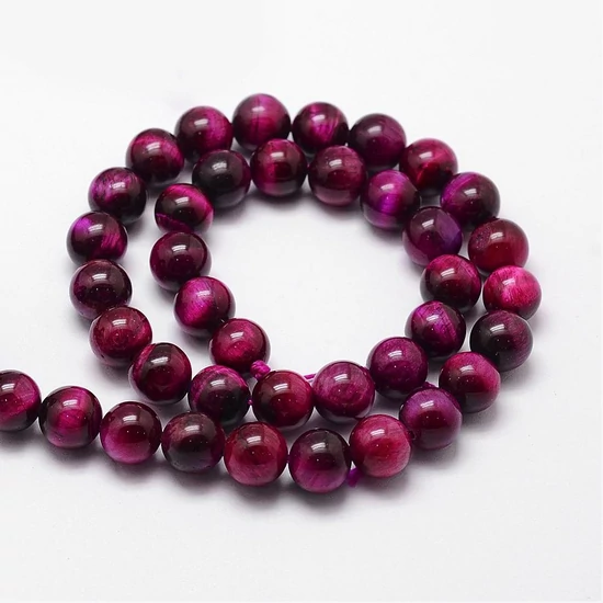 Ásványgyöngy - 8mm - Természetes Tigrisszem - Lilás vörös