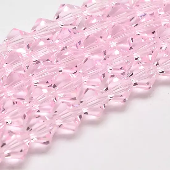 Üveggyöngy - 3x2mm - Rózsaszín - bicone 