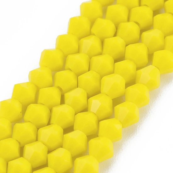 Üveggyöngy - 4,5x4mm - csiszolt bicone - sárga színben