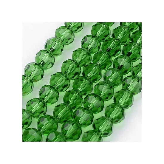 Üveggyöngy - 10mm - áttetsző zöld színben - csiszolt (10db)
