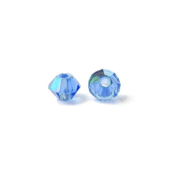 Preciosa® - 3mm - Sapphire Ab, bicone/ rombusz gyöngy
