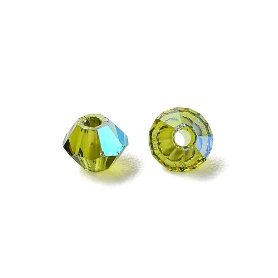 Preciosa® - 3mm -  Olivine AB, 3mm bicone/ rombusz gyöngy