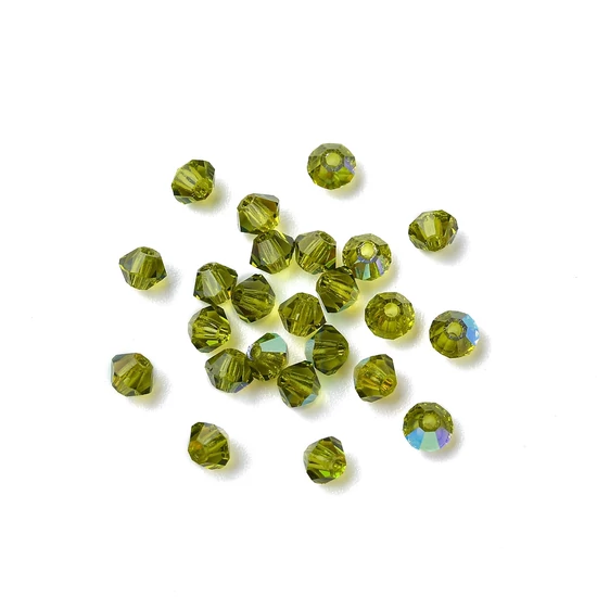 Preciosa® - 3mm -  Olivine AB, 3mm bicone/ rombusz gyöngy