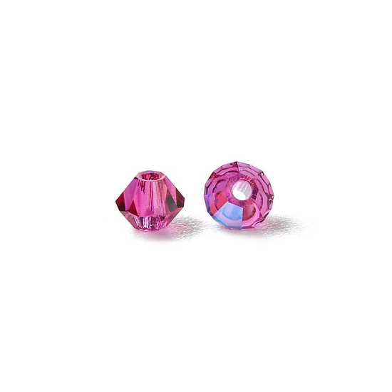 Preciosa® - Fuchsia AB, 4mm bicone/ rombusz gyöngy