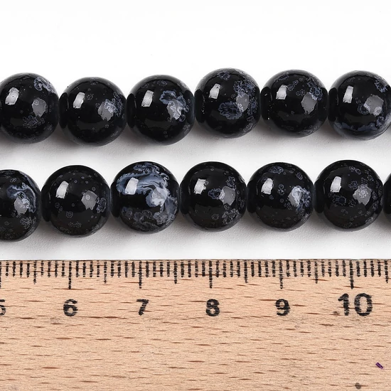 Üveggyöngy - 10mm - kéttónusú, fekete (10db)
