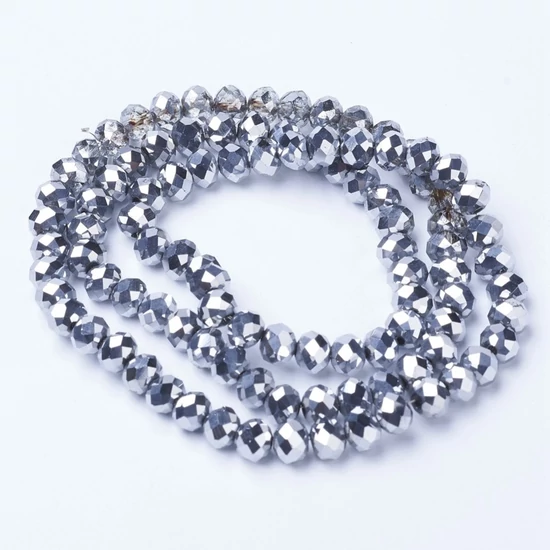 Üveggyöngy, galvanizált, fazattált rombusz/bicone, platina, 2.9~3.3x2mm