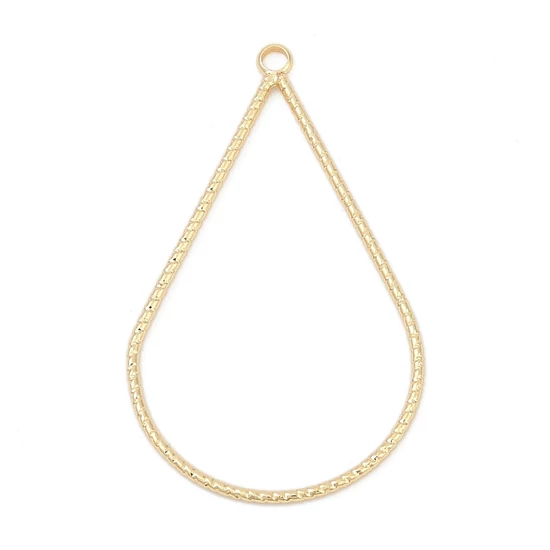 Fülbevaló alap, Sárgaréz, könnycsepp, valódi 18K aranyozott, 37.5x22.5x1mm